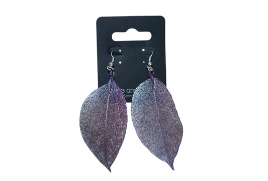 Purple Leaf Earrings