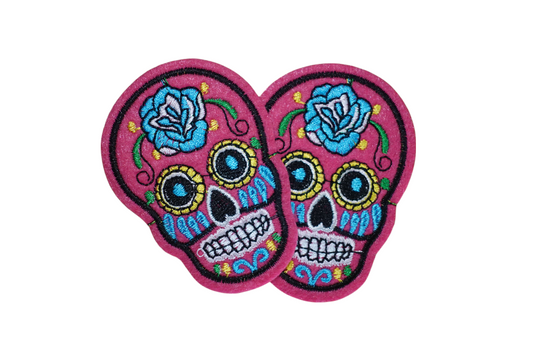 Pink Skull Iron On Patch