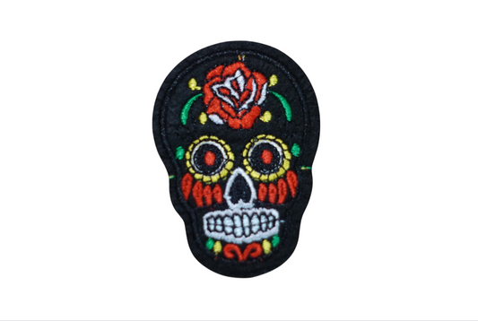 Black And Red Skull Iron On Patch