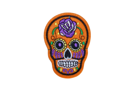 Orange And Purple Skull Iron On Patch